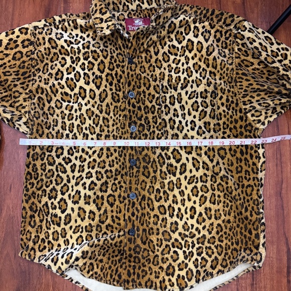 True Grit Vintage Leopard Velvet Button Up Shirt Size Small - Picture 6 of 8